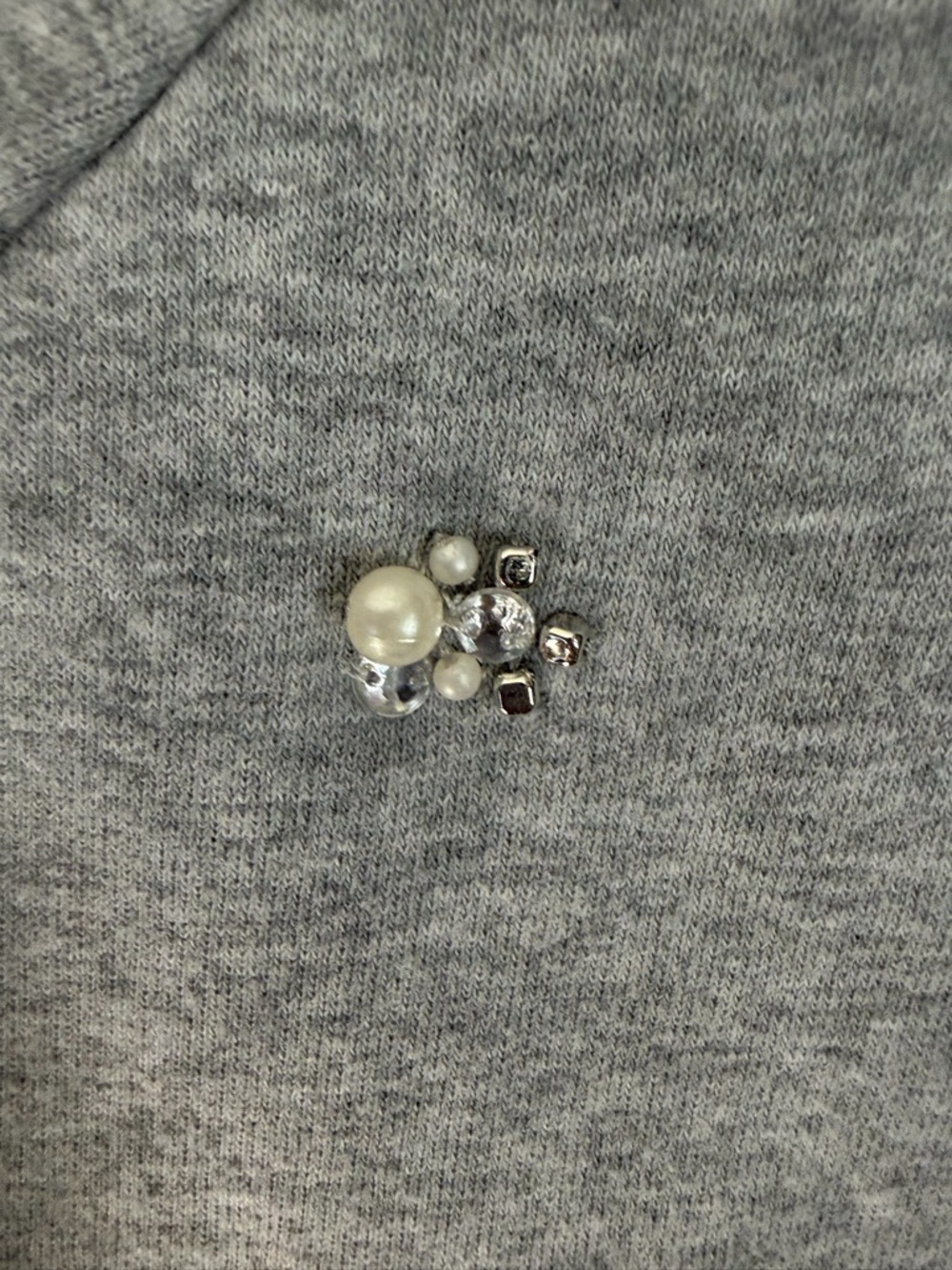 LOFT Light Gray Crewneck Sweatshirt with Rhinestone Accents - Picture 4 of 5